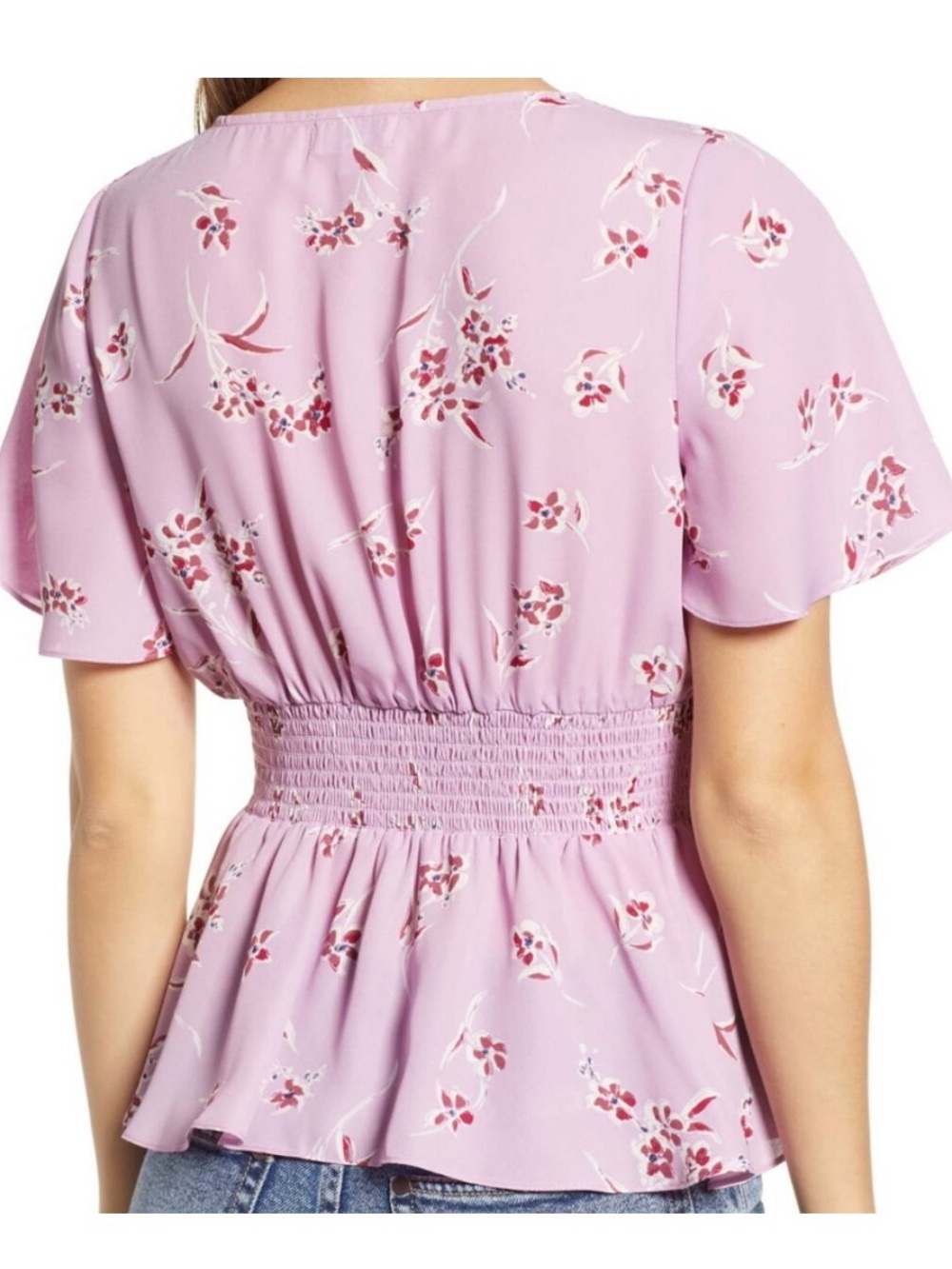 NWT Socialite Feminine Button Front Pink Floral Blouse From Nordstrom - Picture 6 of 6